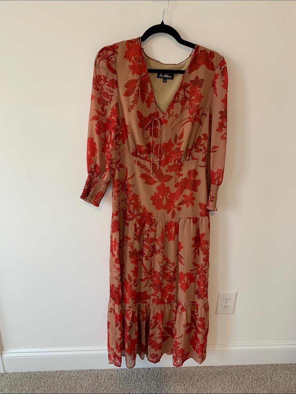 Sam Edelman  fall floral maxi Dress3/4 sleeves 6